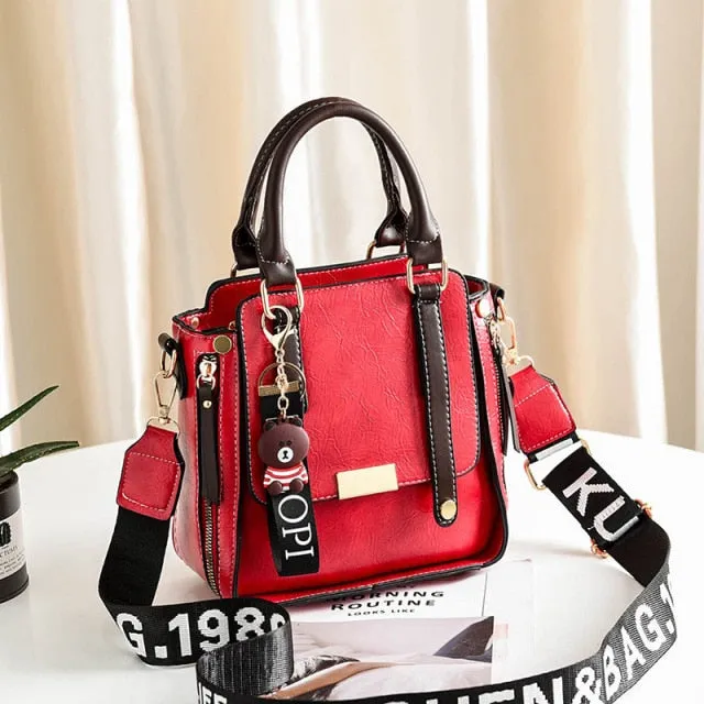 Ybyt Vintage Hard PU Leather Front Flap Designer Handbag Zipper Decorative Bucket Bag