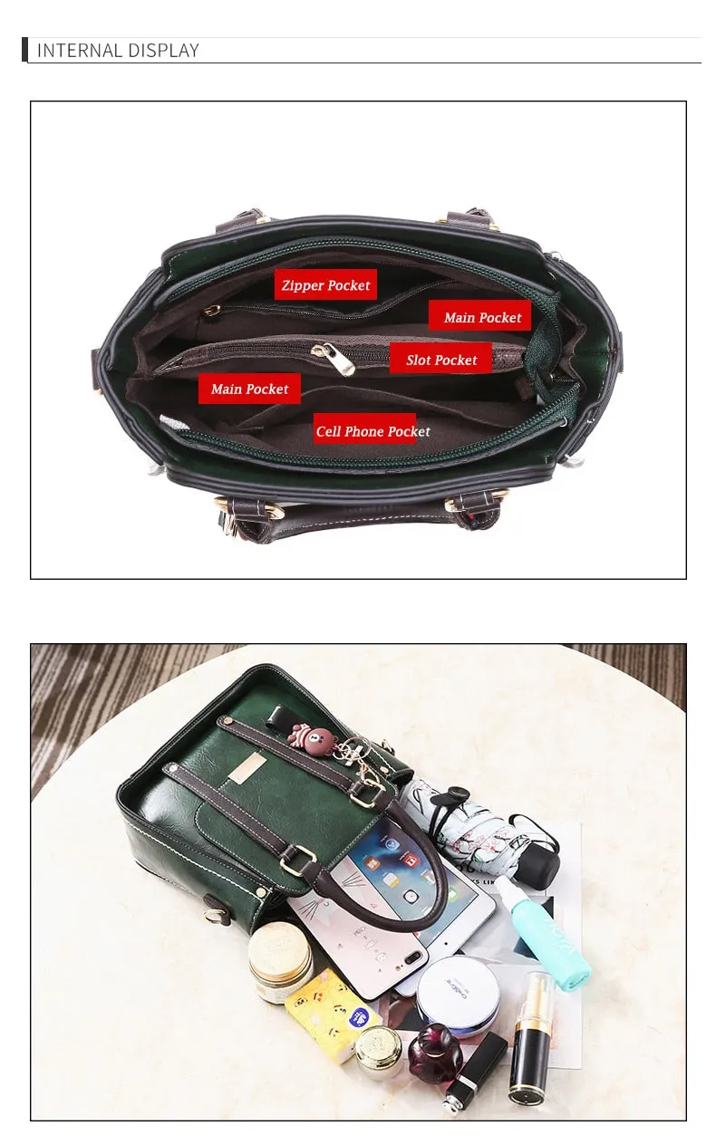 Ybyt Vintage Hard PU Leather Front Flap Designer Handbag Zipper Decorative Bucket Bag